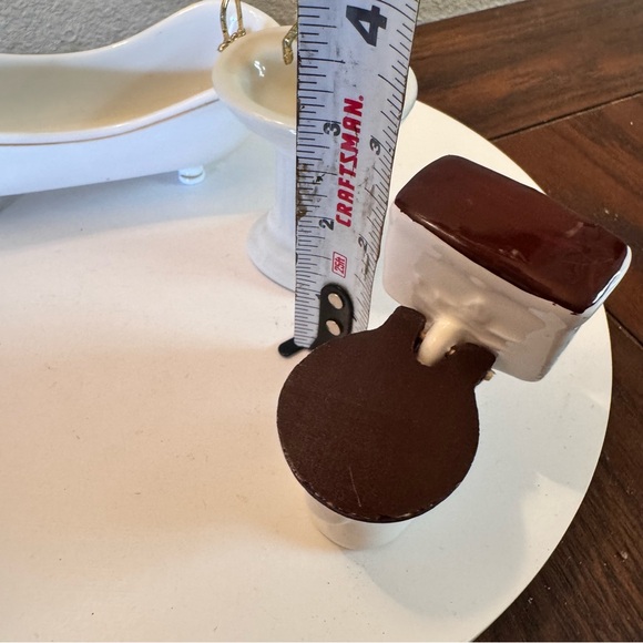 Vintage Dollhouse miniature furniture ceramic bathtub toilet & sink - Picture 12 of 13